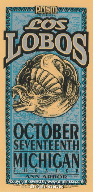 1996 Los Lobos - Ann Arbor Concert Handbill by Mark Arminski (MA-9632)