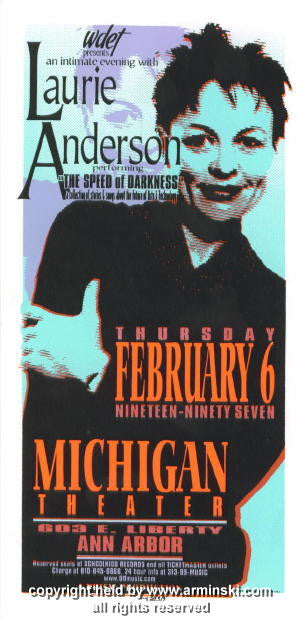 1997 Laurie Anderson - Ann Arbor Concert Handbill by Mark Arminski (MA-9702)