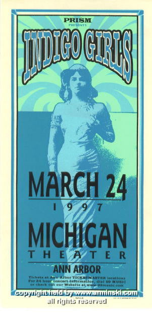 1997 Indigo Girls - Ann Arbor Silkscreen Concert Poster by Mark Arminski (MA-9708)