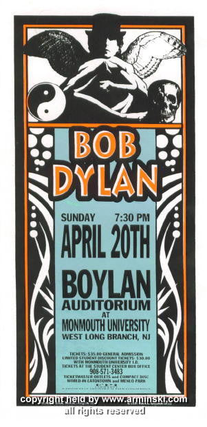 1997 Bob Dylan - West Long Branch Concert Poster by Mark Arminski 1997 Bob Dylan - West Long Branch Concert Poster by Mark Arminski