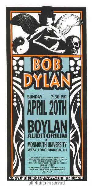 1997 Bob Dylan at Monmouth handbill by Mark Arminski (MA-9713)