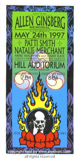 1997 Allen Ginsberg & Patti Smith - Ann Arbor Handbill by Mark Arminski (MA-9716)