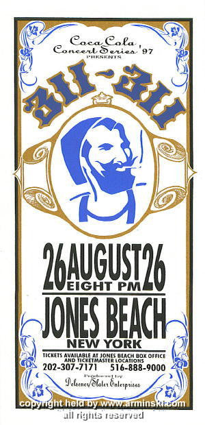 1997 311 - Wantagh Silkscreen Concert Handbill by Mark Arminski (MA-9723)