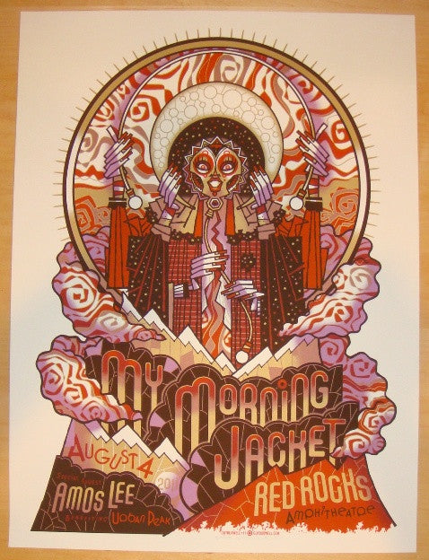 2011 My Morning Jacket - Red Rocks Silkscreen Concert Poster by Guy Burwell