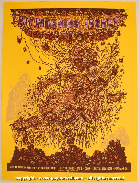 2007 My Morning Jacket - Portland Silkscreen Concert Poster by Guy Burwell