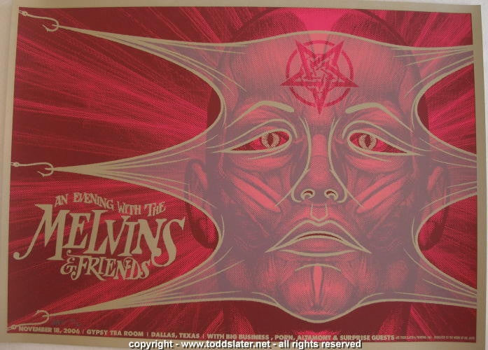 2006 The Melvins & Porn - Dallas Silkscreen Concert Poster by Todd Slater
