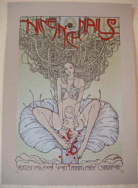 2009 Nine Inch Nails - Singapore Silkscreen Concert Poster by Malleus