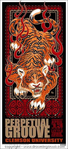 2007 Perpetual Groove - Clemson Silkscreen Concert Poster by Jeff Wood/Thief