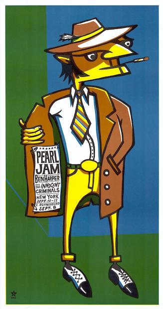 1998 Pearl Jam - East Rutherford/NYC Silkscreen Concert Poster by Ames