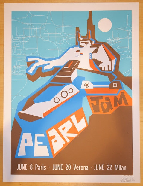 2000 Pearl Jam - Paris/Italy Silkscreen Concert Poster by Ames Design AP