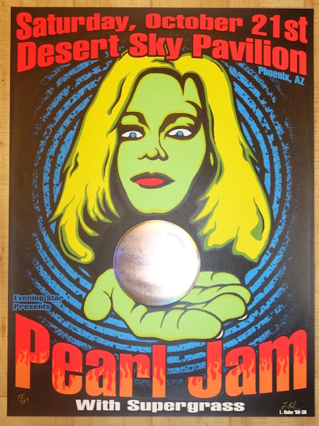 2000 Pearl Jam - Phoenix Silkscreen Concert Poster by Lindsey Kuhn AP