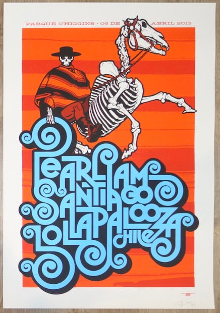 2013 Pearl Jam - Santiago Silkscreen Concert Poster by Ames AP