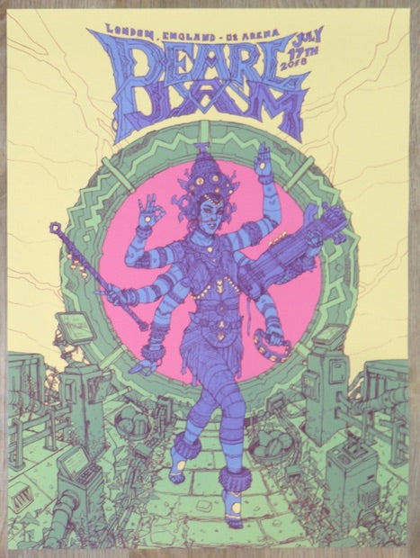 2018 Pearl Jam - London Silkscreen Concert Poster by Josan Gonzalez