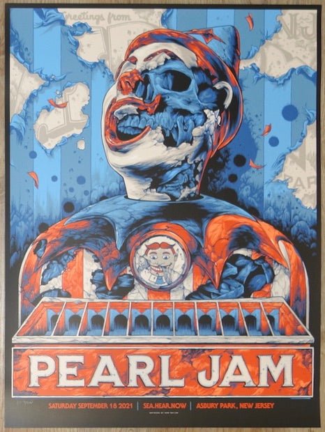 2021 Pearl Jam - Asbury Park Silkscreen Concert Poster by Ken Taylor A