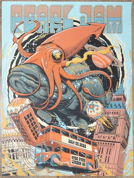 2022 Pearl Jam - London II Silkscreen Concert Poster by Pedro Correa