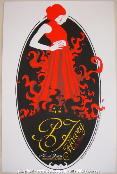2008 PJ Harvey - Rome Silksceen Concert Poster by Steuso