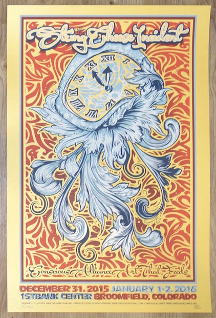 2015 String Cheese Incident - NYE Broomfield Silkscreen Concert Poster by JT Lucchesi