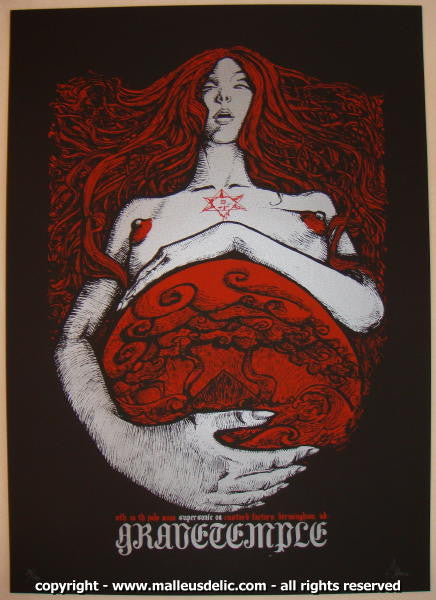 2008 Gravetemple - Supersonic Festival Silkscreen Concert Poster by Malleus
