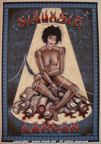 2008 Siouxsie - Blue Silkscreen Concert Poster by Emek