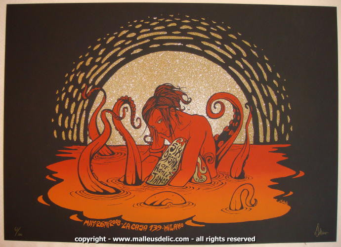 2008 Six Organs of Admittance - Milan Silkscreen Concert Poster by Malleus