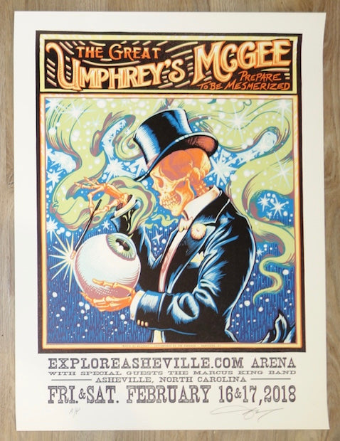2018 Umphrey's McGee - Asheville Linocut Concert Poster by AJ Masthay