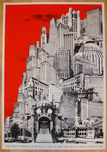 2005 The White Stripes - Detroit I Silkscreen Concert Poster by Rob Jones