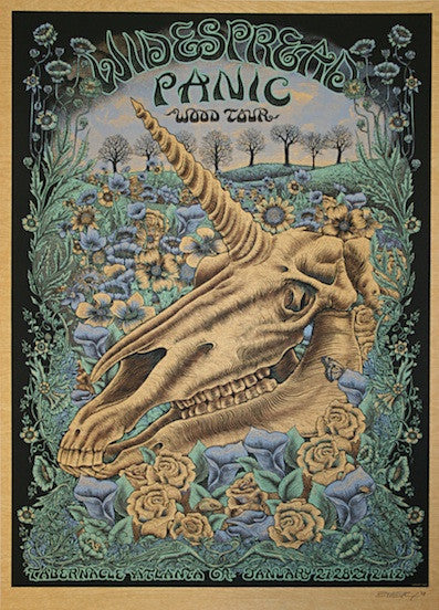 2012 Widespread Panic - Atlanta Wood Variant Silkscreen Concert Poster by Emek