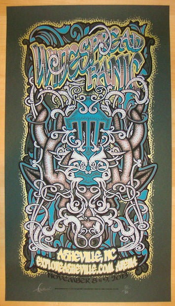 2013 Widespread Panic - Asheville Blue on Green Variant Concert Poster by JT Lucchesi