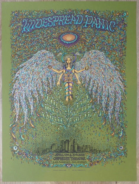 2014 Widespread Panic - Los Angeles Green Variant Concert Poster by Marq Spusta