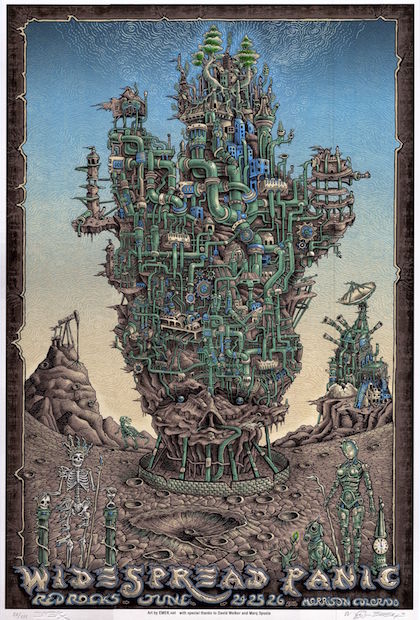 2016 Widespread Panic - Red Rocks Silkscreen Concert Poster by Emek