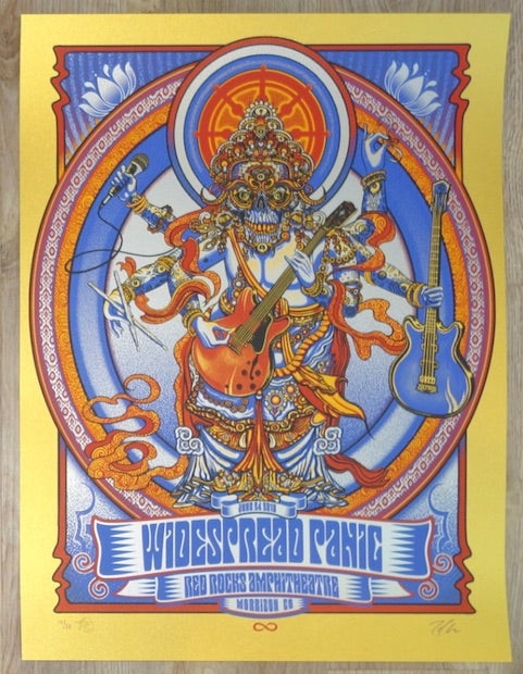 2018 Widespread Panic - Red Rocks III Gold Variant Concert Poster by Zoltron