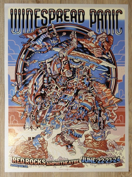 2018 Widespread Panic - Red Rocks Silver Variant Concert Poster by Guy Burwell