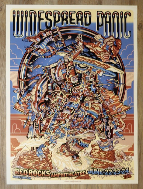2018 Widespread Panic - Red Rocks Silkscreen Concert Poster by Guy Burwell