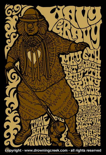 2005 Wavy Gravy Carrboro Silkscreen Concert Poster by Jeff Wood
