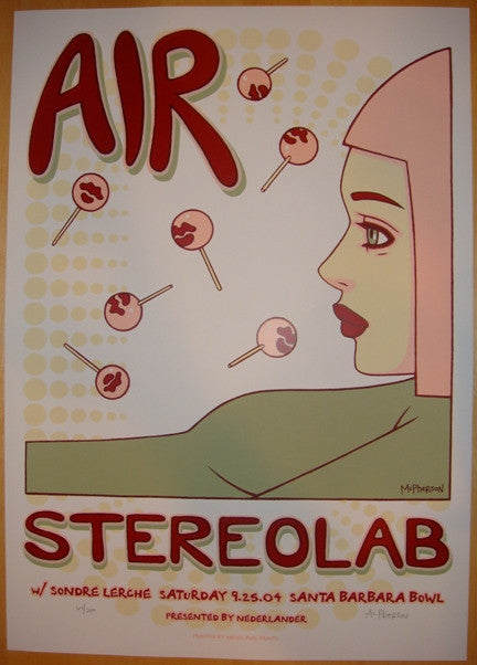 2004 Air & Stereolab - Santa Barbara Silkscreen Concert Poster by Tara McPherson