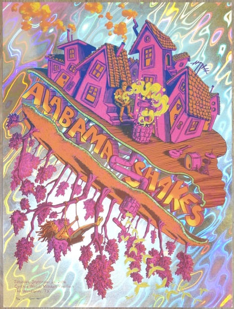 2016 Alabama Shakes - Woodlands Foil Variant Concert Poster by James Flames