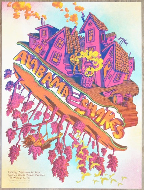 2016 Alabama Shakes - Woodlands Silkscreen Concert Poster by James Flames