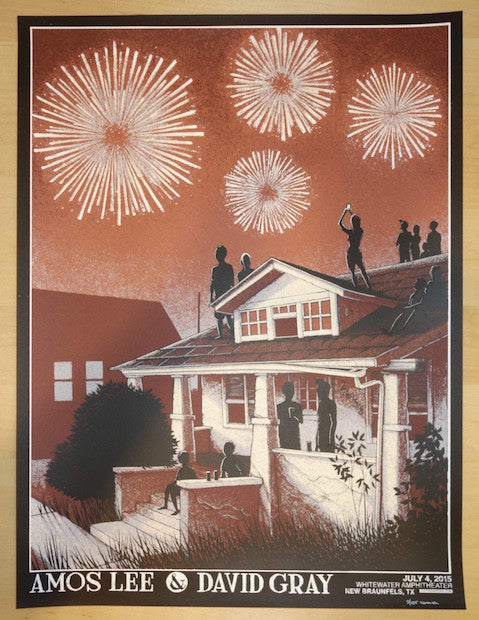 2015 Amos Lee - New Braunfels Silkscreen Concert Poster by Justin Santora