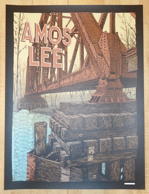 2017 Amos Lee - Summer Tour Silkscreen Concert Poster by Landland