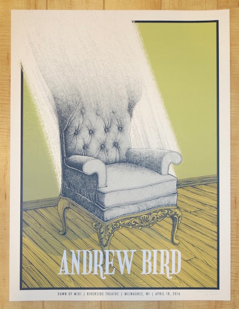 2016 Andrew Bird - Milwaukee Silkscreen Concert Poster by Justin Santora