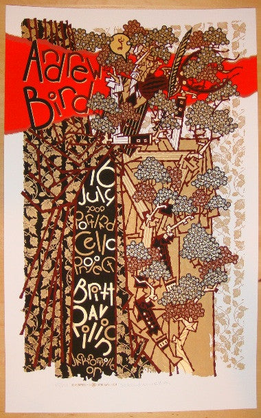 2009 Andrew Bird - Jacksonville Silkscreen Concert Poster by Guy Burwell