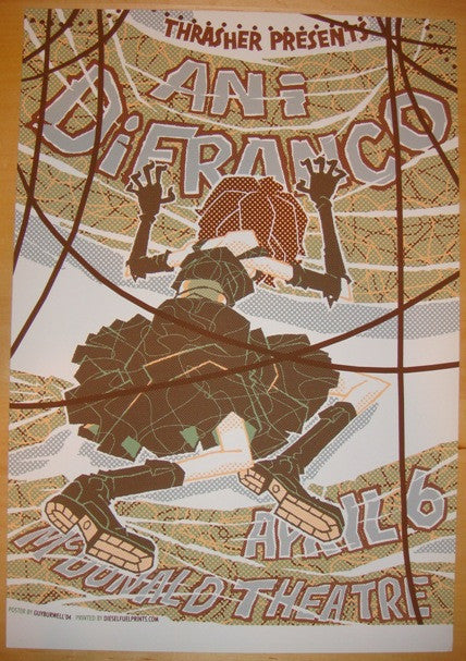 2004 Ani Difranco - Eugene Silkscreen Concert Poster by Guy Burwell