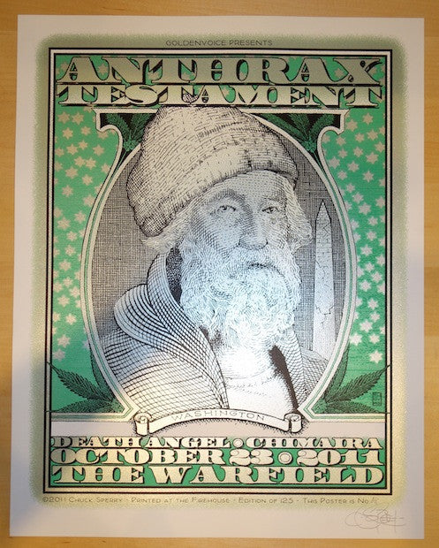 2011 Anthrax - San Francisco Silkscreen Concert Poster by Chuck Sperry