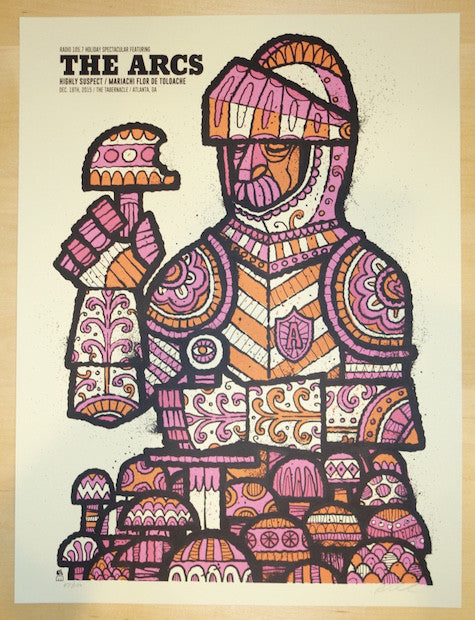 2015 The Arcs - Atlanta Silkscreen Concert Poster by Methane
