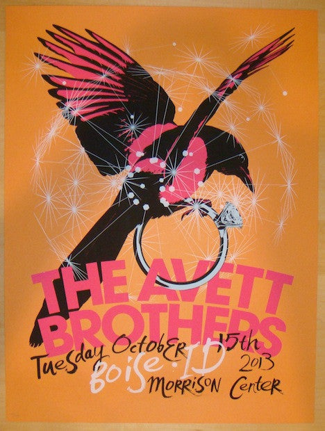 2013 The Avett Brothers - Boise Silkscreen Concert Poster by Martin Kvamme