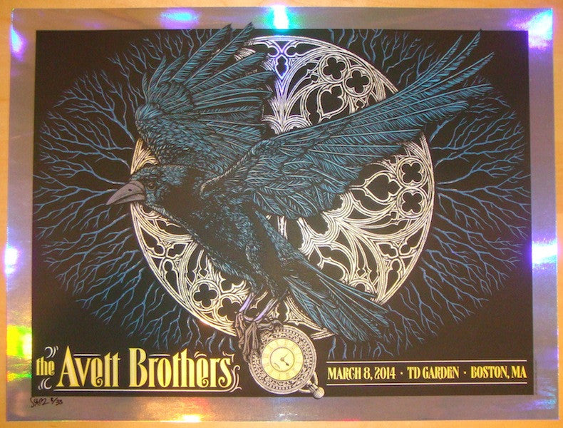 2014 The Avett Brothers - Boston Foil Variant Concert Poster by Todd Slater
