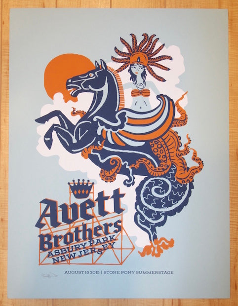 2015 The Avett Brothers - Asbury Park Silkscreen Concert Poster by Furturtle