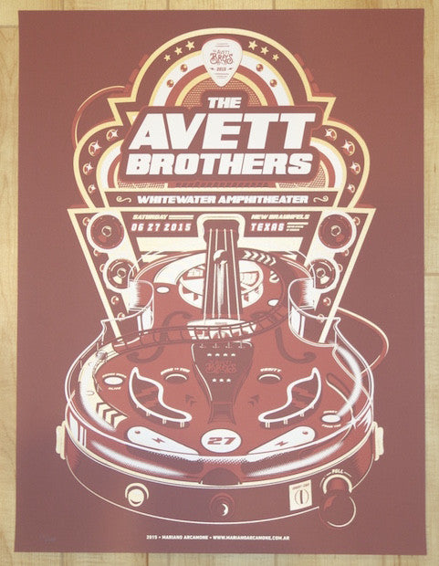 2015 The Avett Brothers - New Braunfels II Silkscreen Concert Poster by Arcamone