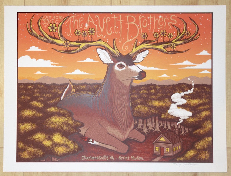 2016 The Avett Brothers - Charlottesville Silkscreen Concert Poster by Jim Mazza