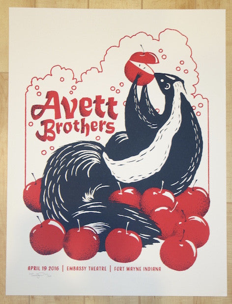2016 The Avett Brothers - Fort Wayne Silkscreen Concert Poster by Furturtle